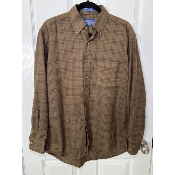 Pendleton Other - Pendleton Sir Pendleton Shirt Mens Size Medium Brown Plaid Button Up Pure Wool